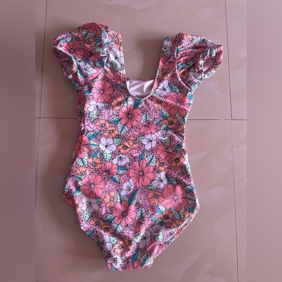 CAT & JACK Big Girls One Piece Floral Print Pink Swimwear | XL (14) - Picture 6 of 10